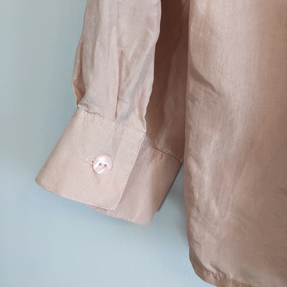 100% Silk Button Down Shirt, Pale Pink, Size M, Gently used - Picture 7 of 14